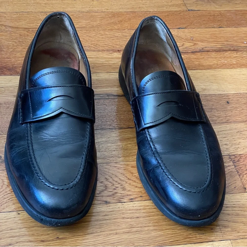 Salvator Ferragamo Penny Loafer Funes Men Black Leather Italy Almond Toe formal